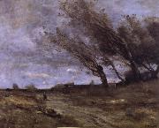 Corot Camille Rafaga of wind oil painting on canvas